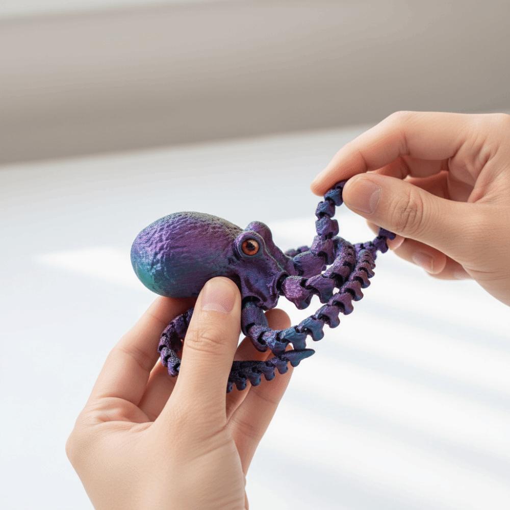 Jointed Body 3D Printed Octopusfish Octopusfish Figurine Poseable Tentacles Tabletop Decoration