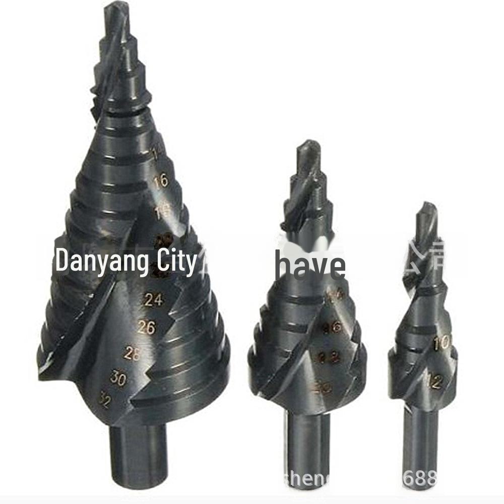 3-Piece Titanium-Coated Spiral Groove Step Drill Set with Triangular Handle