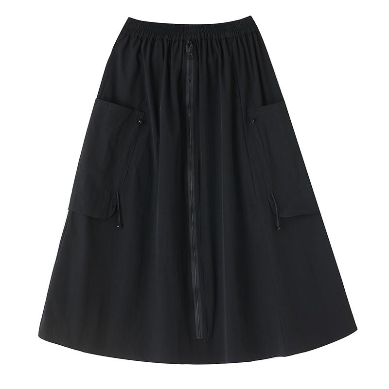 plus size High waist vintage Black Summer casual loose long for woman skirts womens skirt