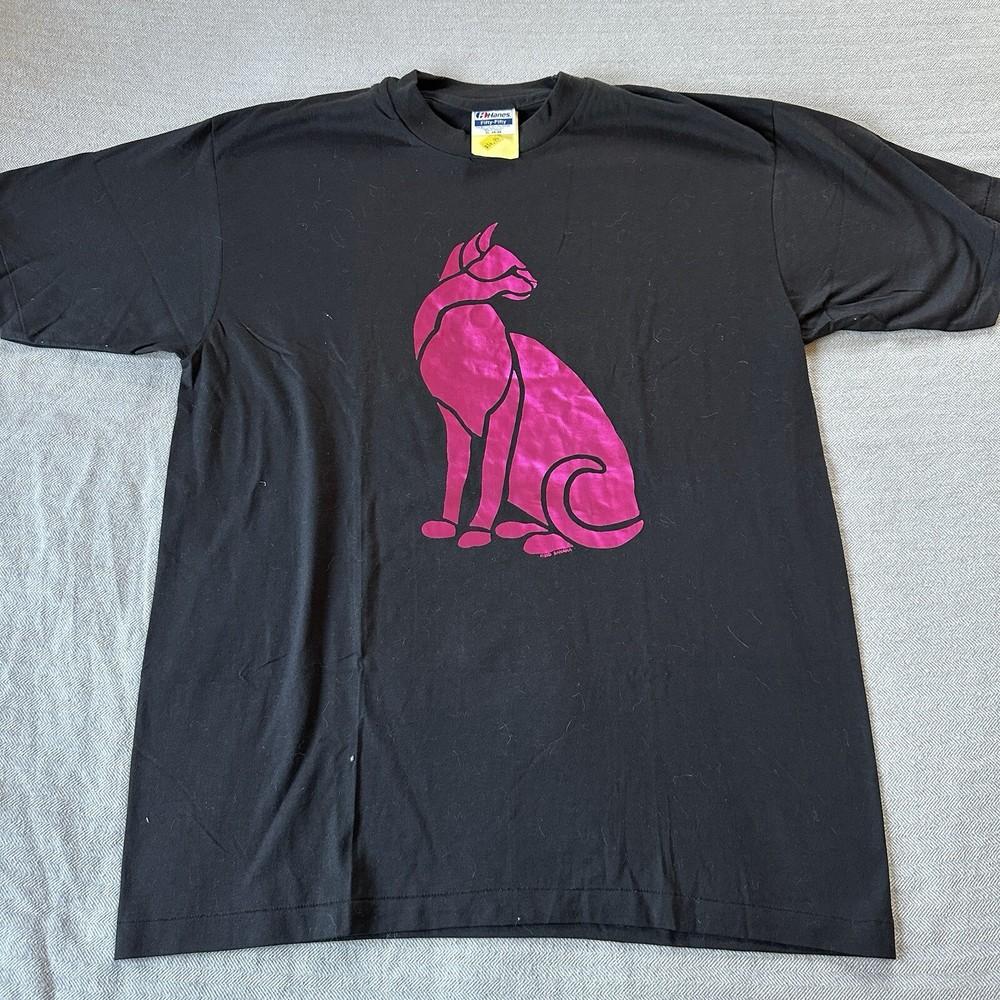 

Vintage 90s Hanes Fifty Fifty Cat Lover Size XL Kitty Single Stitch Pink Unisex T-Shirt XL