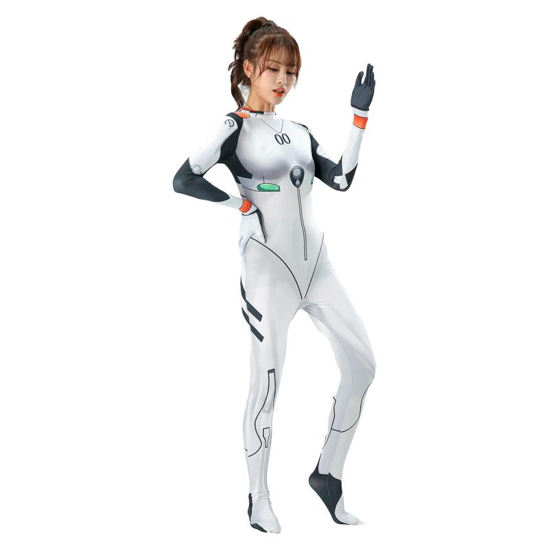Japanse Anime Asuka Langley Soryu Mari Rei Ayanami Cosplay Kostuum EVA Asuka Test Jumpsuits Zentai Pak Bodysuit Voor Halloween L(180cm) white
