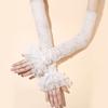 Elastic Sun Protection Sleeve Hollow Long Sleeved Arm Cover Sweet Lace Ice Silk Sleeves  Girl
