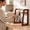 Modern Bamboo Double Layer Cup Holder Large Capacity Space Saving Tea Set Storage Rack Stable Kitchen Shelf for Kitchen