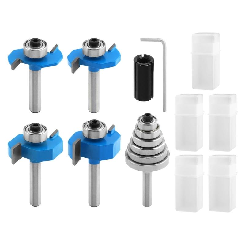 Pack of 7 Carbides Router Bit Set Featuring Ball Bearings Wood Chamfer Bit for Accuracy Woodworking Applications