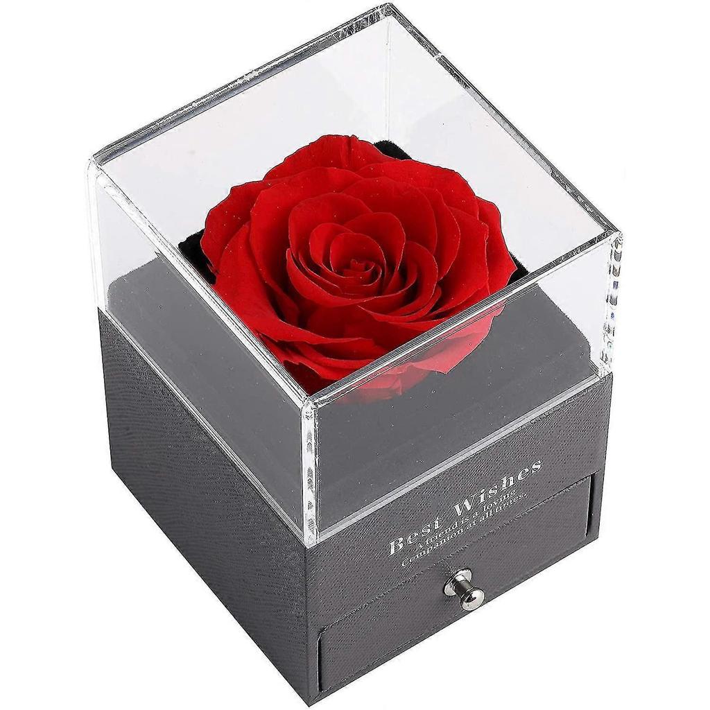 Preserved Real Rose Gift Box Enchanted Real Rose With I Love You Necklace 100 Languages Gift , Eternal Rose Flower Handmade Preserved Real Rose Gift C