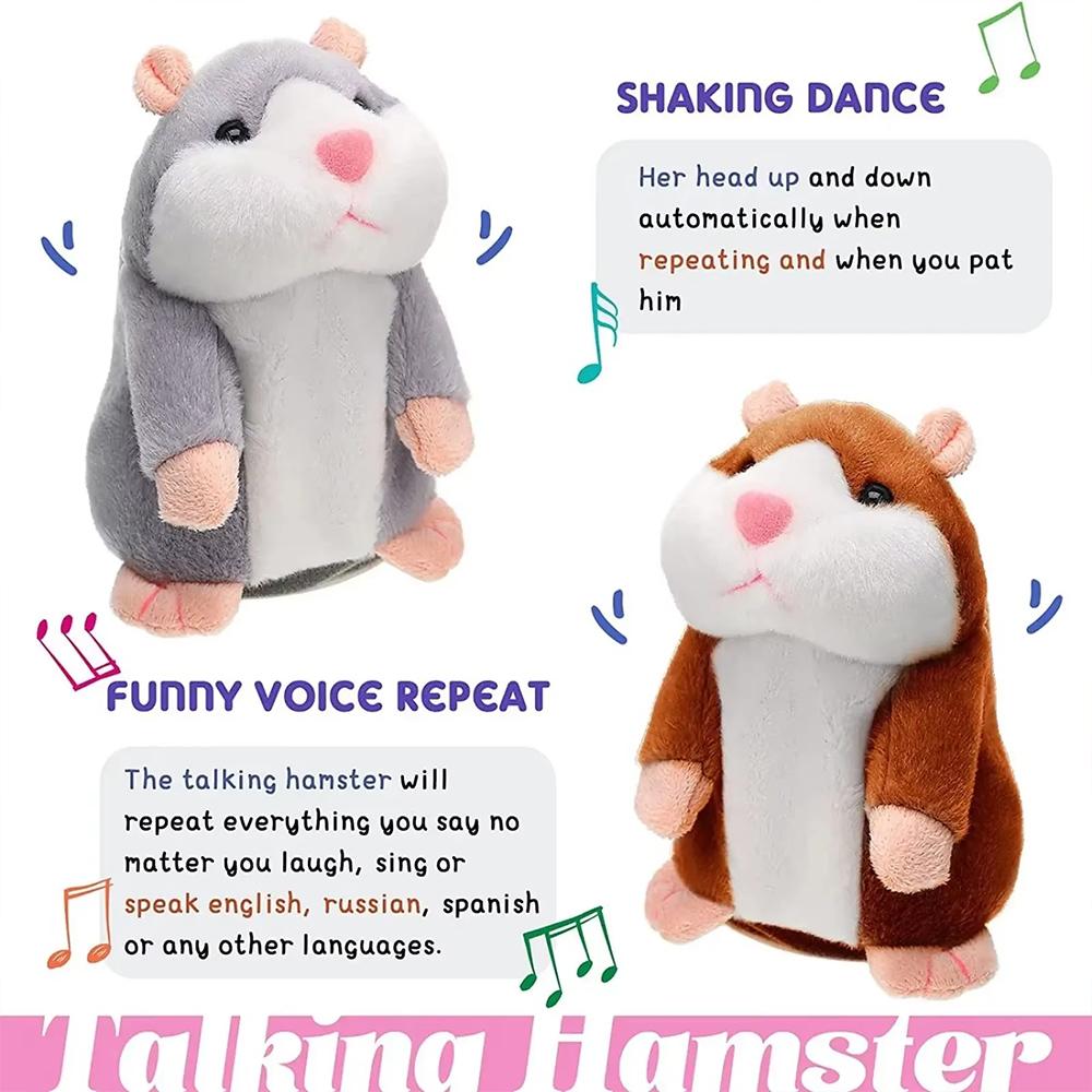 MIin Hamster Learn To Imitate TalkingFunny Animal Plush Toy Talking Nod Hamster Doll Soothing Crying Baby Toy Kids Gift