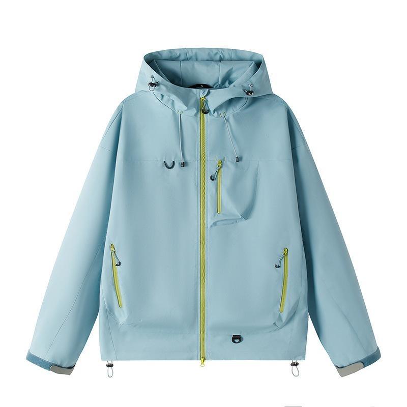 Outdoorjacke Herren Frühling und Herbst Locker Amerikanisch Trendig Arbeitskleidung Paare Wasserdichte Jacke Kapuzenjacke