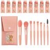 8Pcs Makeup Brush Kit Cosmetic Organizer Pack Outdoor Makeup Bag Portable Tools Set Suitable for Beginners Bear Letter Pattern