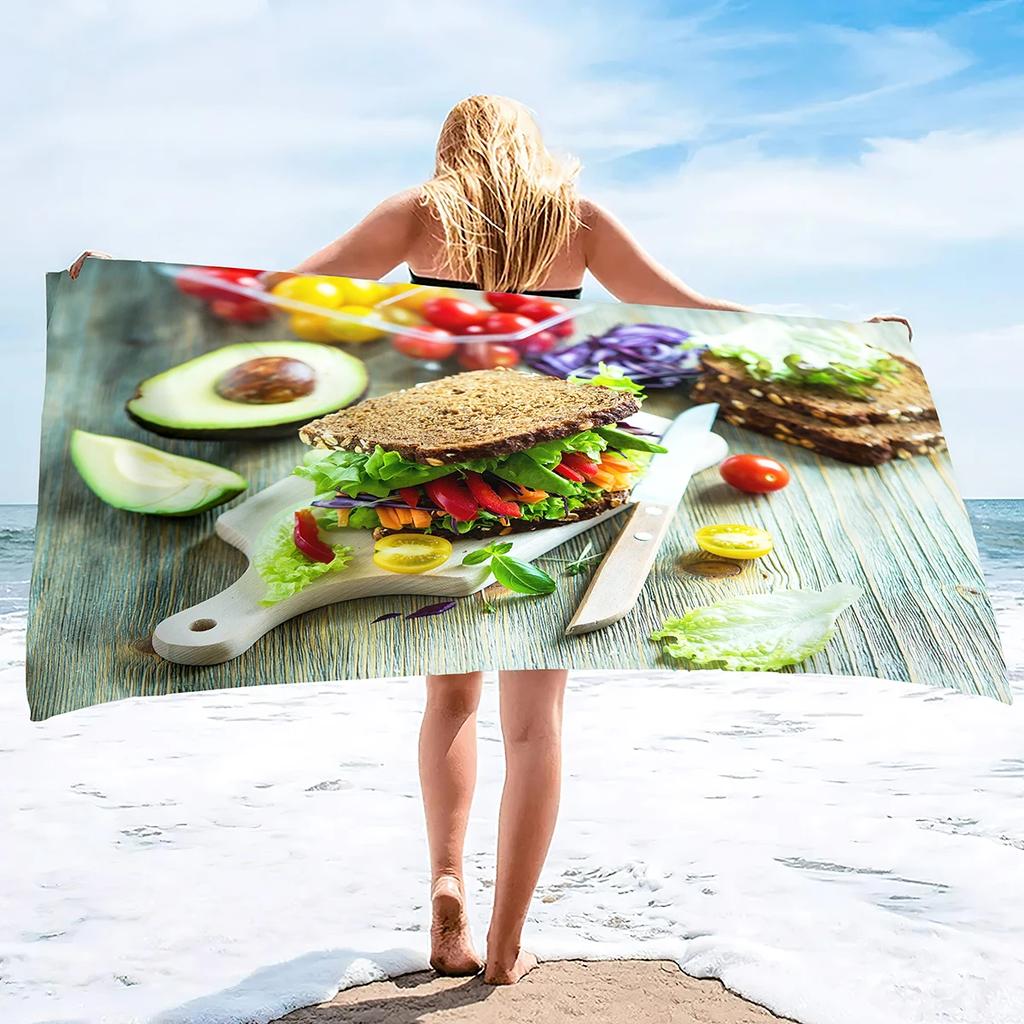 Beach Towel For Women, Girls, Kids, Men, Food Prints Bath Towels Pool Towel Super Soft Plush Towels For Man Women Beach Lovers