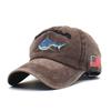 Ins Trend, Vintage Soft Top Baseball Cap Shark Embroidery Youth Couple Washed Cap Hat