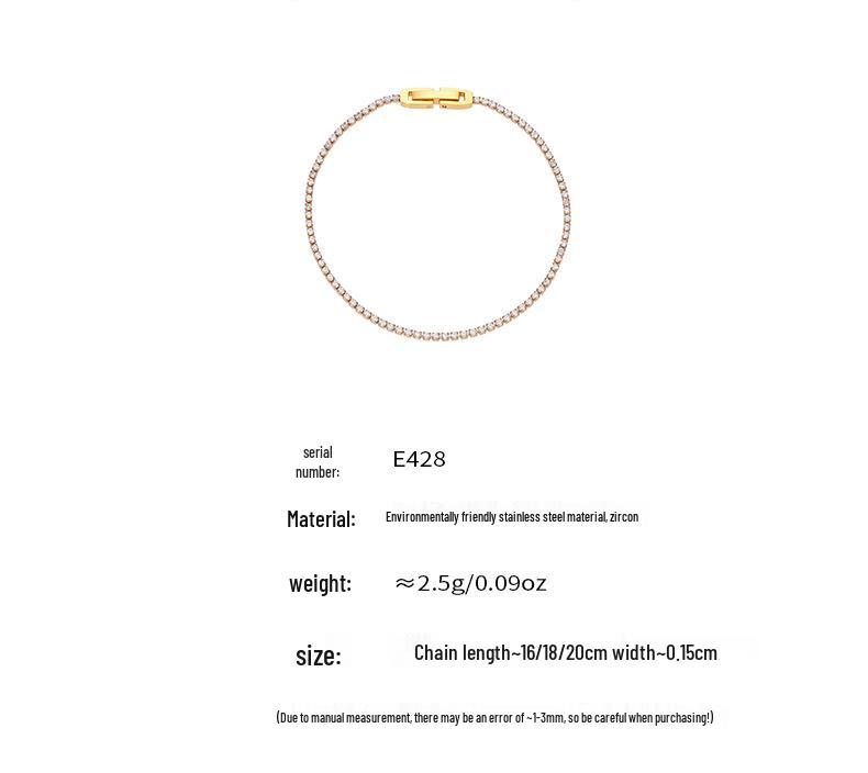 Oumaijia 18K Gold Zircon Titanium Steel Slim Bangle - Versatile Stackable Fashion Jewelry