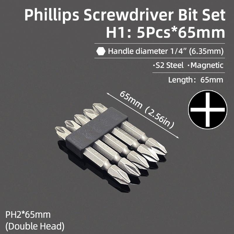 Phillips Screwdrivers Bits Cross Head Magnetic Screwdrivers PH00 PH1 PH2 S2 Hex Shank Hand Tools 50/75/100/150/200/300mm