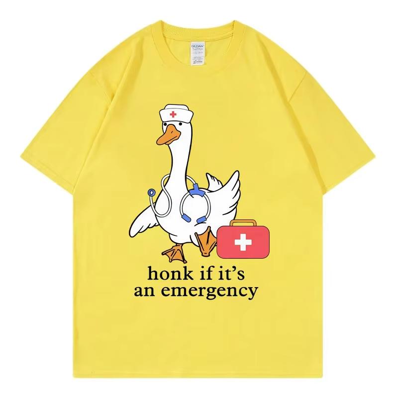

Honk If It s An Emergency Nurse Funny Silly Goose Meme T-shirt High Quality Fashion T Shirt Unisex Casual Loose Cotton T-shirts 3XL