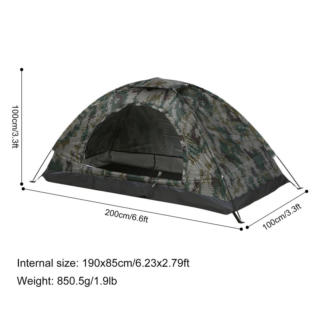 light Camping Tent Single Layer Portable Tent Anti-UV Coating UPF 30+ for Outdoor Beach Fishing