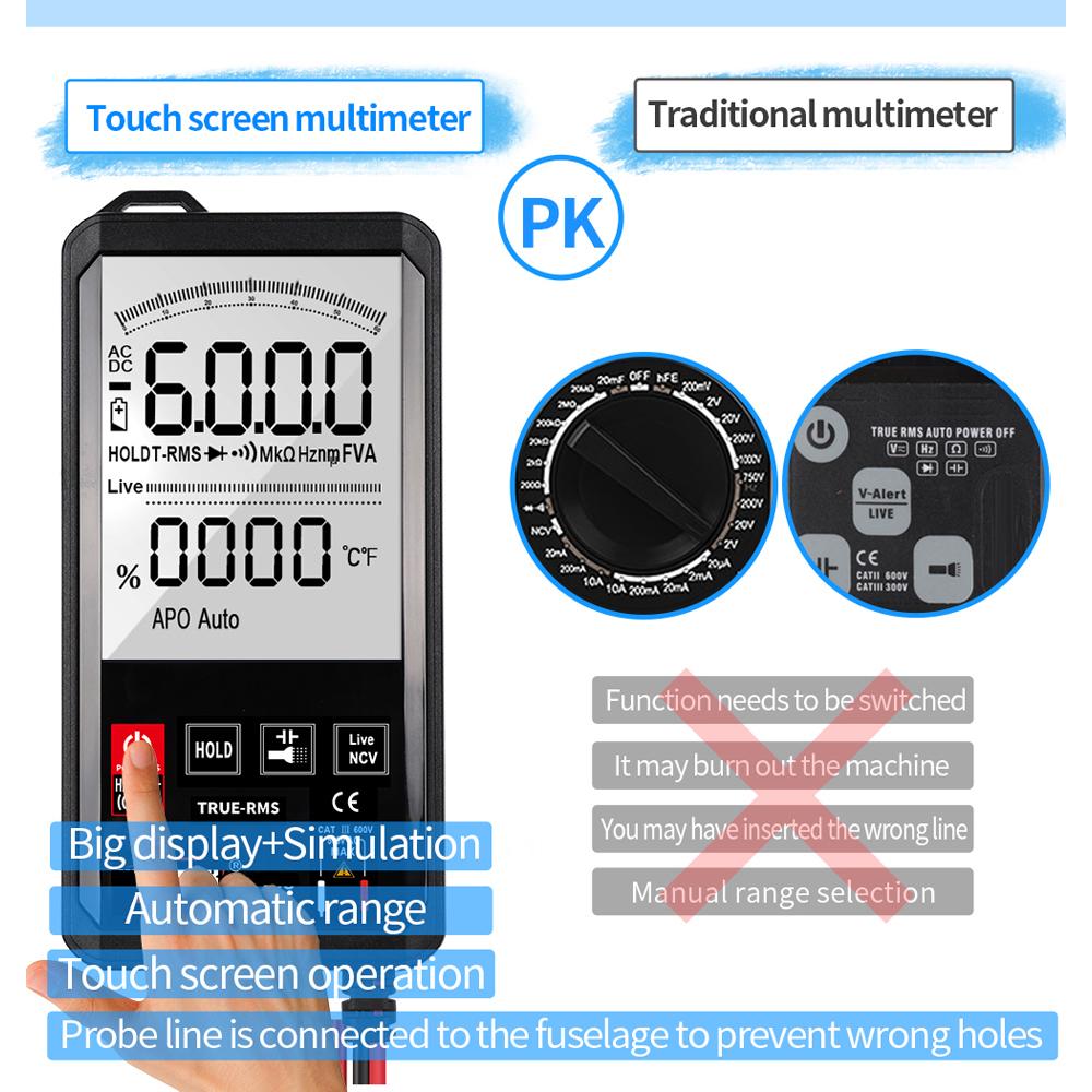 Kkmoon KKM126 4.7 Inch Touching Screen Ultra-thin Multimeter Voltage Capacitance Resistance Meter