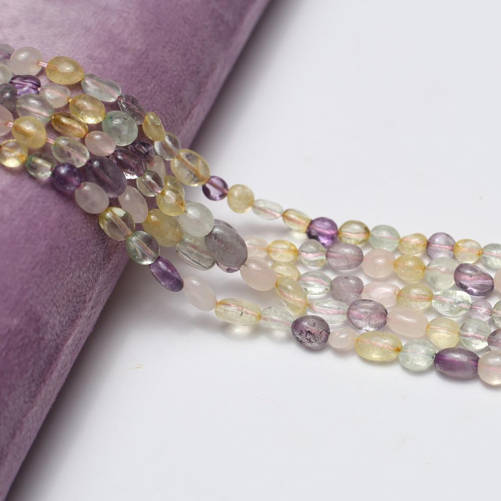 1String, Energy Natural Five Elements Crystal Beads, Boho Multi-coloured Oval Crystal Stone Beads for DIY Christmas Craft Gifts, Jewelry Making 38cm