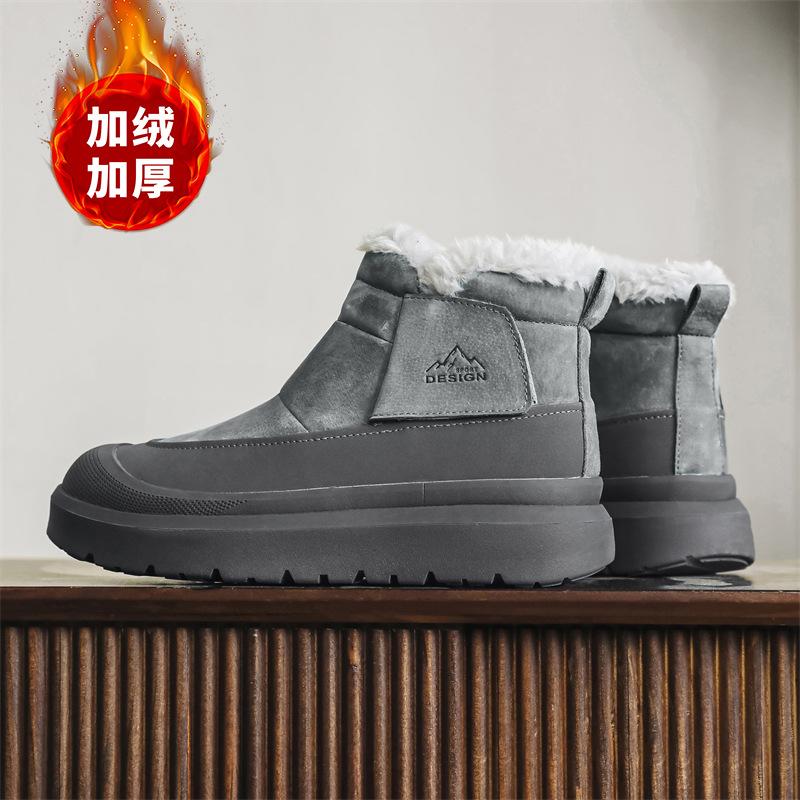 Light luxury retro casual shoes velvet thickened cold-proof warm large cotton shoes snow boots