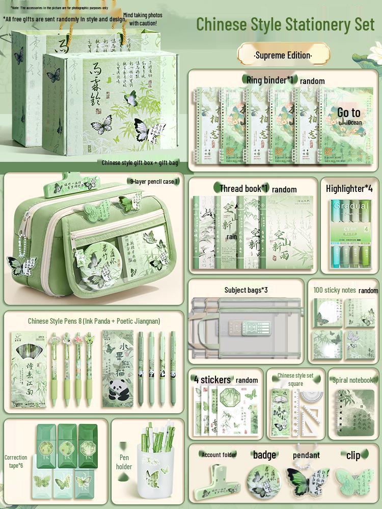 Beeindruckendes Doppelgeschenk: Antikes Schreibwaren-Set im chinesischen Stil für Mädchen - Vollständige Lernmaterialien für Grundschüler