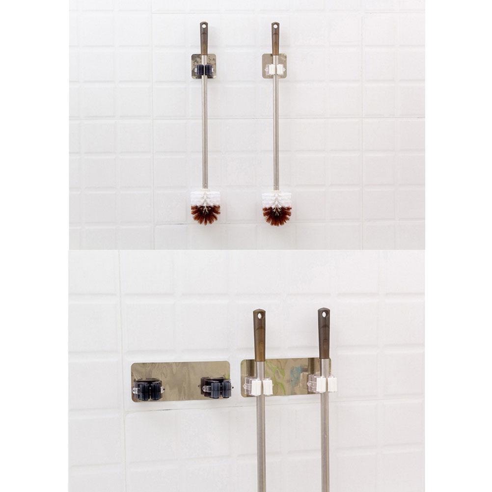 Wall Mount Mop Hanger Traceless Powerful Sticky Bathroom Mop Clip Holder