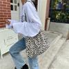Printed Leopard Print Handbag Korean Style Canvas Shoulder Bag Portable Canvas Crossbody Bag  Class