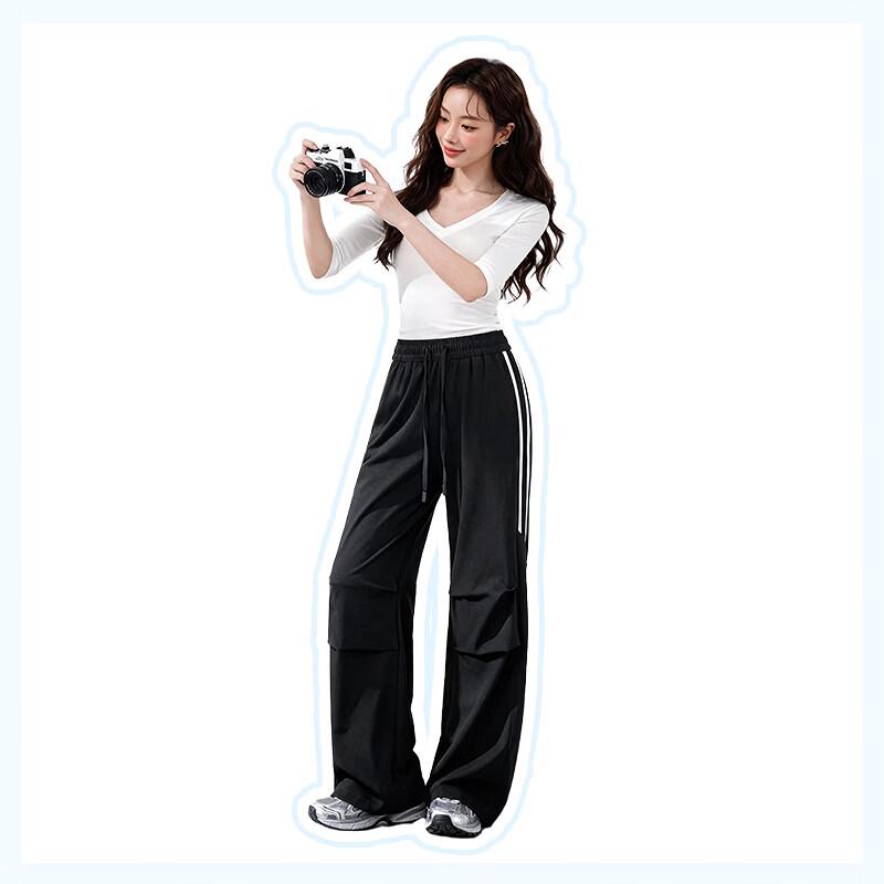 MJ STYLE Women's Summer Cooling Straight-Leg Parachute Pants