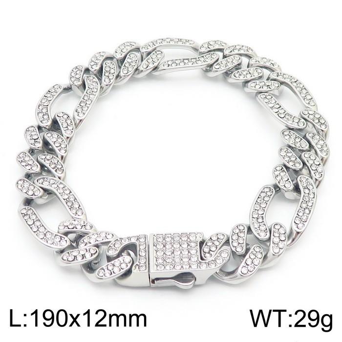 Hip Hop Shiny Rhinestones Bracelet for Men Women High Quality Zircon Cuban Miami Charm Chunky Figaro Chain Gold Color Jewelry
