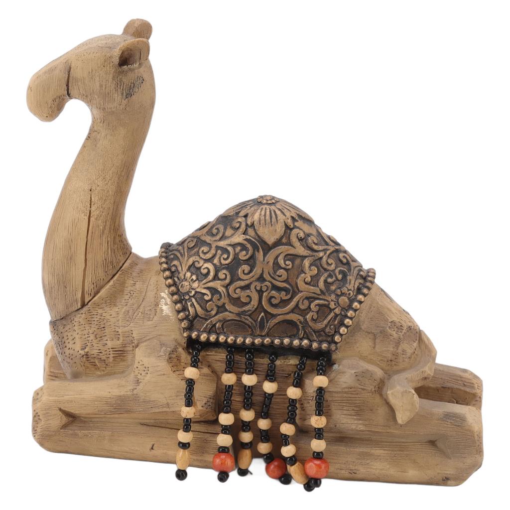 Statua Wielbłąda Trwała Żywica Płaskie Dno Styl Retro Wykwintny Połysk Ornament Wielbłąda do Domu Biura