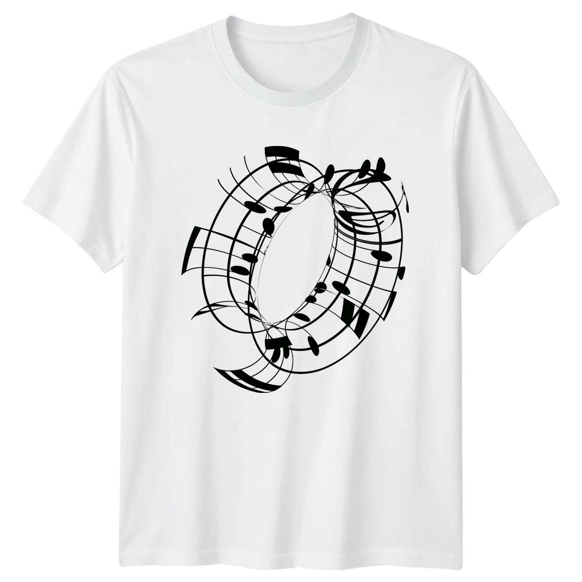 Abstract Musical Staff Swirl Design T-Shirt Musicians Music XXXXL