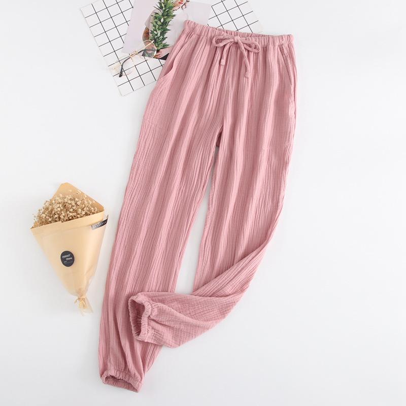 Unisex Cotton Gauze Pajama Pants - Soft, Simple, Plus Size, Perfect for Spring & Summer