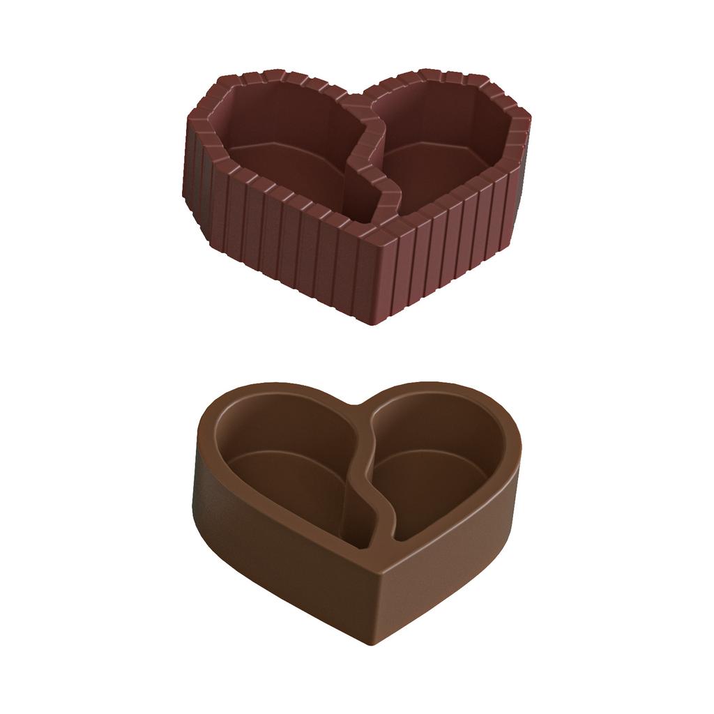 Two Grid Heart-shaped Silicone Mold DIY Striped Heart-shaped Candle Cup Storage Box Gypsum Mold