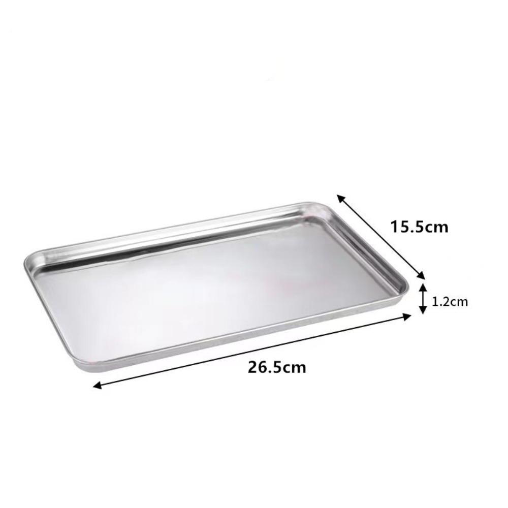 Food Grade Stainless Steel Tray Rust Resistant Storage Metal Food Serving Plate Rectangular Food Organizer Baking Pastry Tray