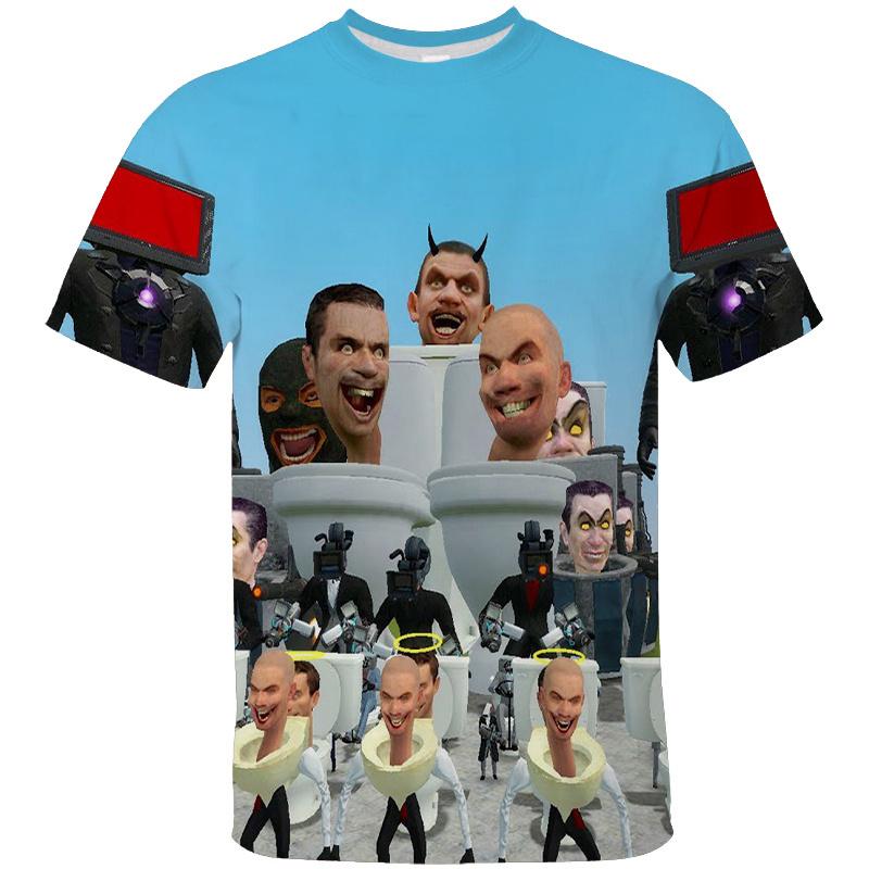 3D Funny Toilet Printing T-Shirt Cartoon Camera Graphic T-Shirt Men Children Fashion Street Clothing T-Shirt