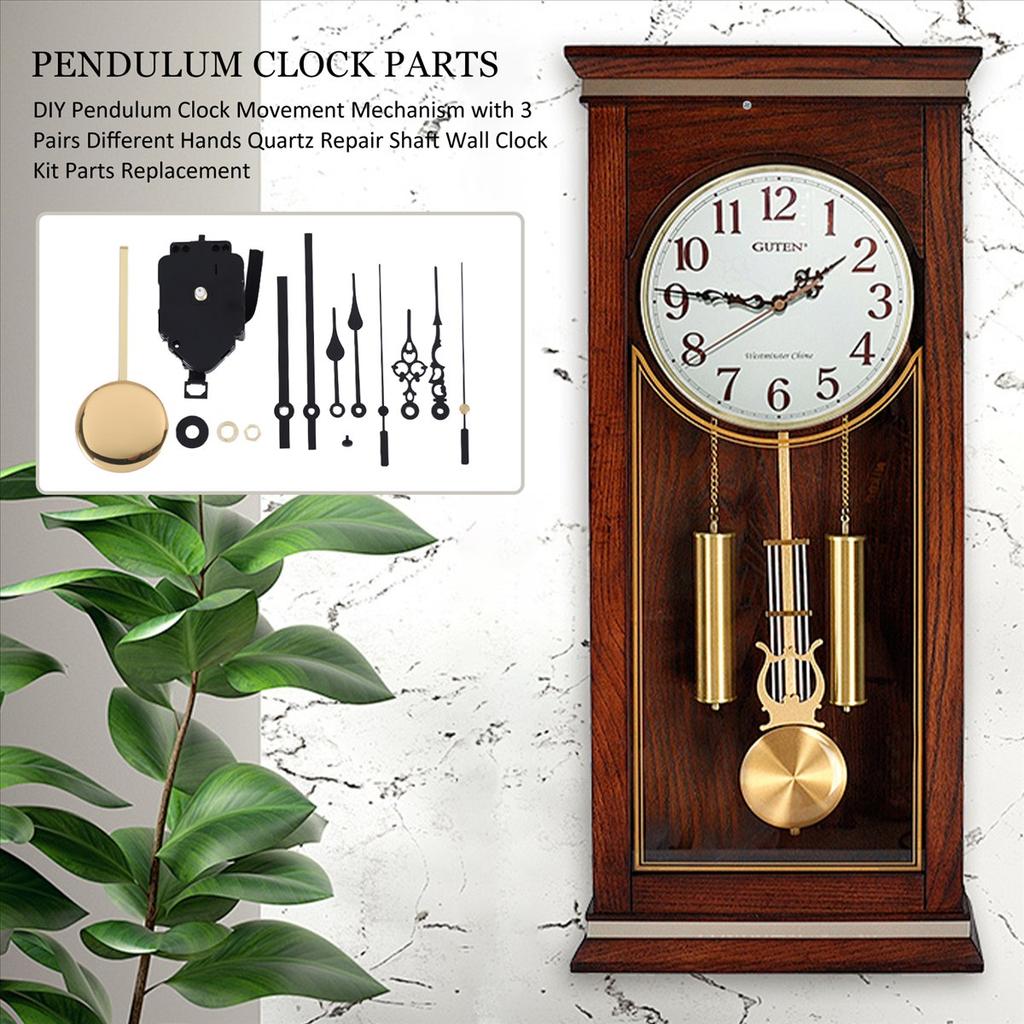 BHBL DIY Pendulum Clock Movement Mechanism with 3 Pairs Different Hands Quartz Repair Shaft Wall Clock Kit Parts Replacement
