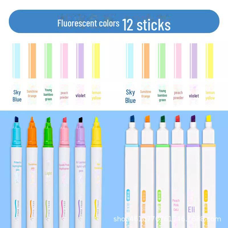 Deli Eye Protection Fluorescent Marker Pen, Macaron Morandi Colors, Soft Tip
