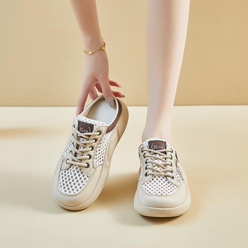 Fashion 2025 Brand Ladies Shoes Closed Toe Women's Slippers Fashion Front Lace-up Outdoor Mesh Best Seller Casual Breathable Sneakers