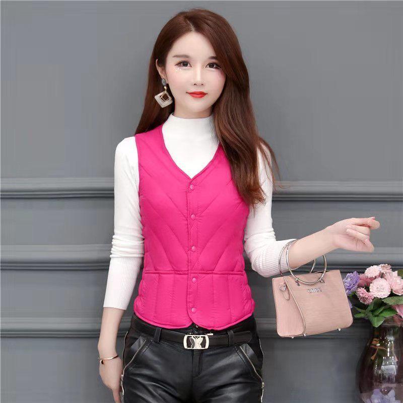 

Женский пуховый жилет без рукавов приталенного кроя - Бархатная подкладка, Теплый и Стильный для Осени/Зимы L for 90-105 lbs