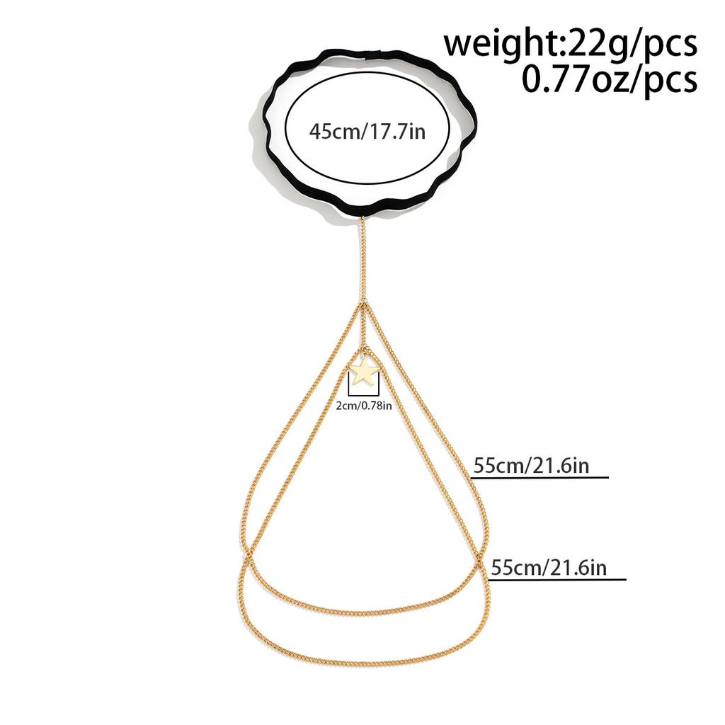 Sexy Sternanhänger Fransen Oberschenkelkette Bein Kette Personalisierte Metallkette Elastisches Band Bein Dekoration