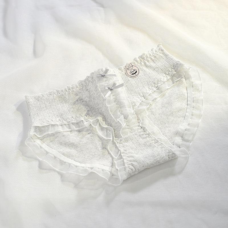 Girl Spring and Summer Lace Cartoon Print 10A Antibacterial Inner Crotch No Trace Briefs