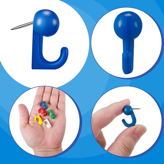 50 Pcs Push Pin Hooks Plastic Heads Cork Board Hooks Decorative Thumb Tacks Hook for Cork Bulletin Board Photos Calendar Home Office School Supplies
