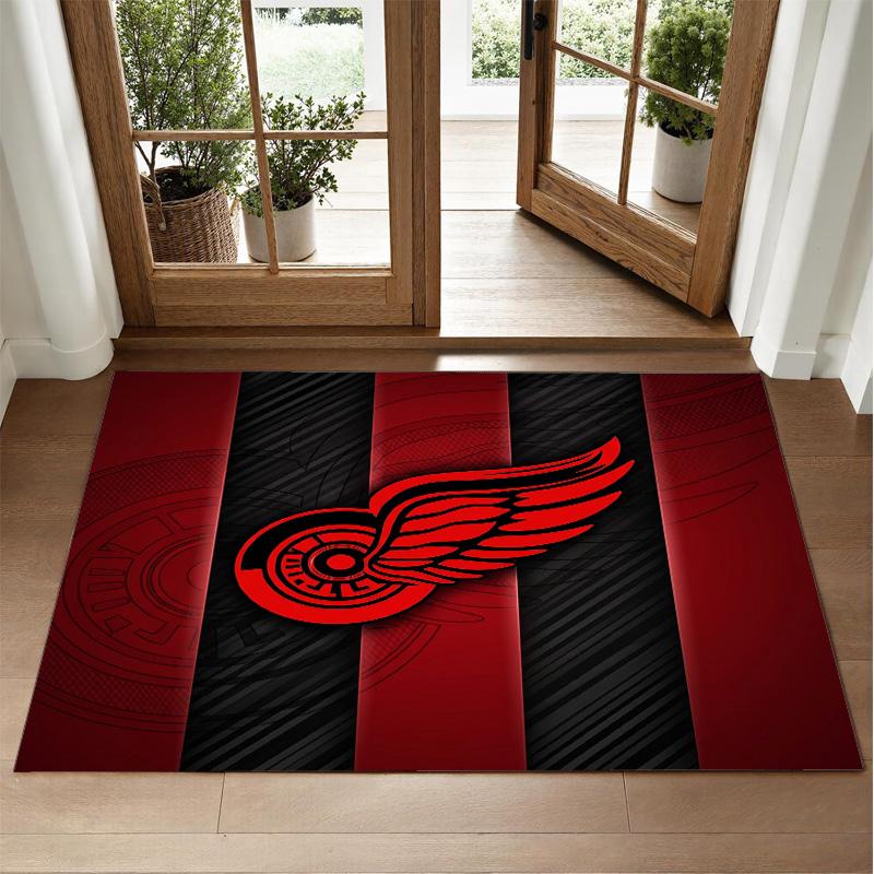 Detroit Red Wings Design Crystal Velvet Rug Soft Decorative Mat for Bedroom Entrance