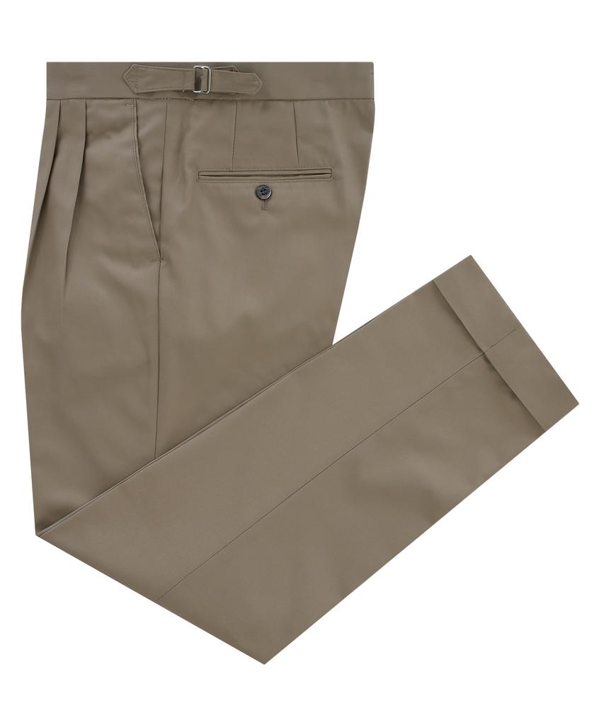 BELLIEF Essential Gaberdine Cotton Two Tuck Adjust Chino (Khaki)