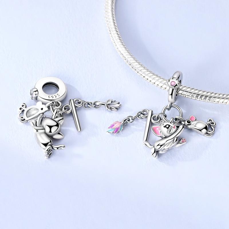 Past op Originele Armbanden Koperen Charms Kralen Diy Zirkonia Uil Hart Blauwe Olifant Beschermer Oog Verjaardag Sieraden Cadeaus