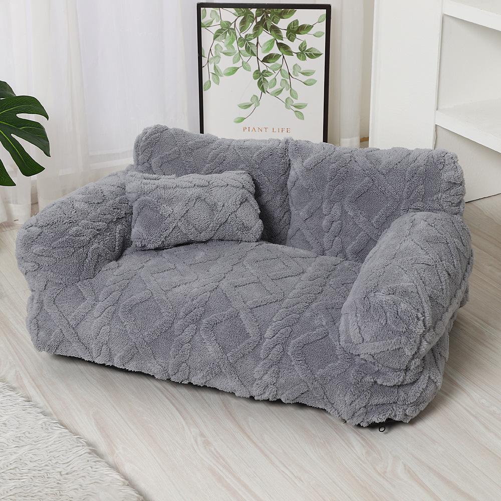 Plush Pet Sofa Bed Winter Warmth Thickened Washable Large Size Universal Pet Supplies