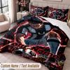 Custom Name Text 3Pcs Bedding Set Blue Lock Duvet Cover And Two Pillowcases