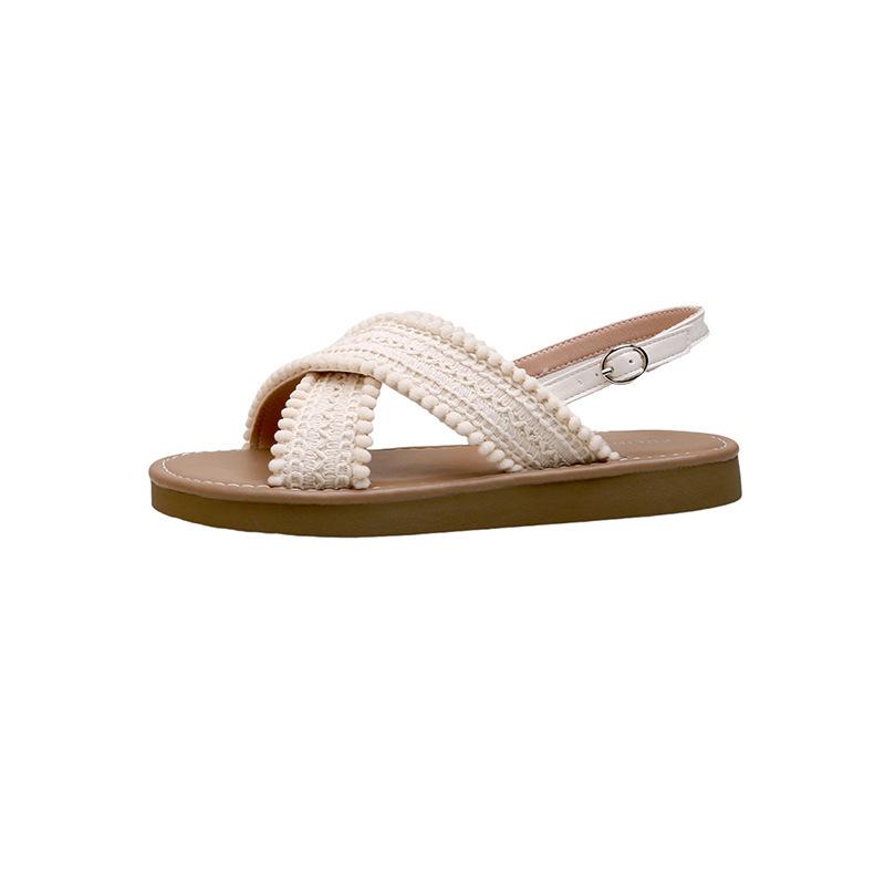Holiday style cross-woven sandals women s open-toed soft-soled summer new fashion with skirt Roman sandals 35
