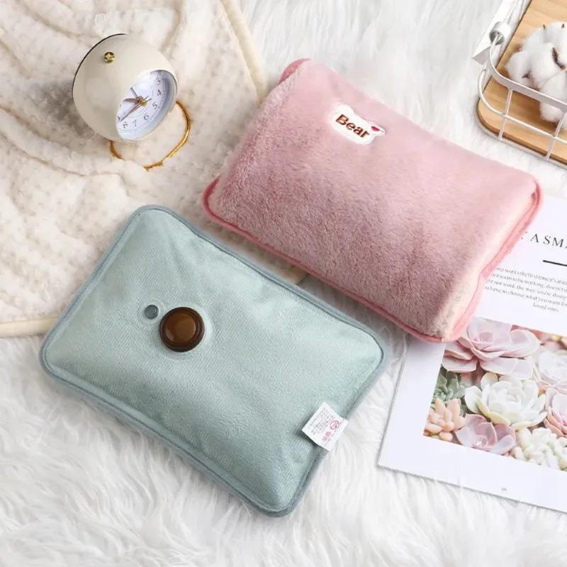 Electric Hot Water Bag 500W Fast Heating Plush Cover EU Plug Auto Shut Off Portable Warmer for Winter Hands Bed Warm