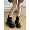 2025 Autumn and Winter New Niche Retro Thick-soled Pleated Trouser Tube Boots Heightened Short Boots Versatile Casual Martin Boots