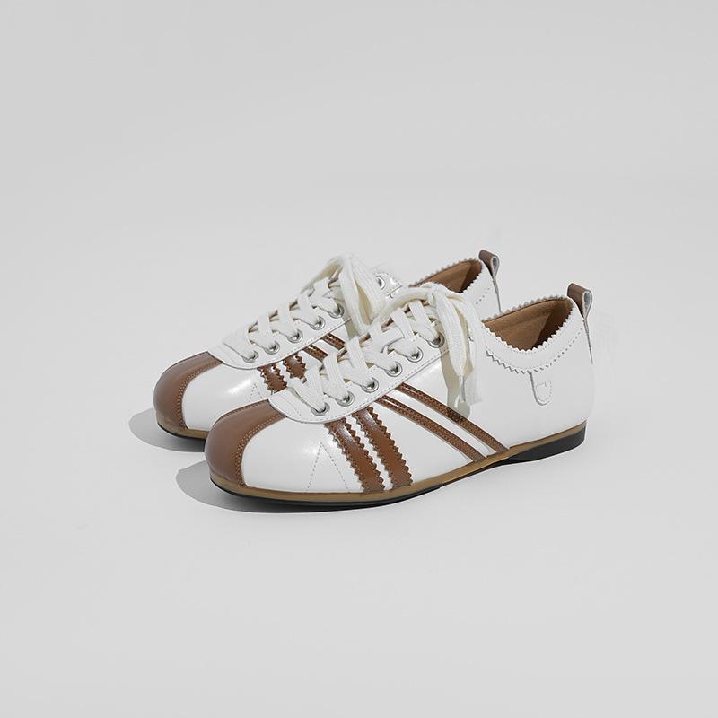 Dexun Shoes Women's Niche Design Color Matching Forrest Gump Shoes Low Heel Lace-up Inner Height Increase Versatile Round Head Casual Sports Shoes W