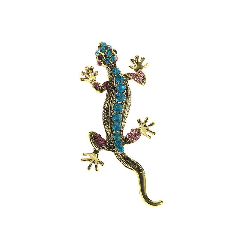 Bo Xin Yun Retro Lizard Rhinestone Brooch: Gecko Corsage Pin for Women