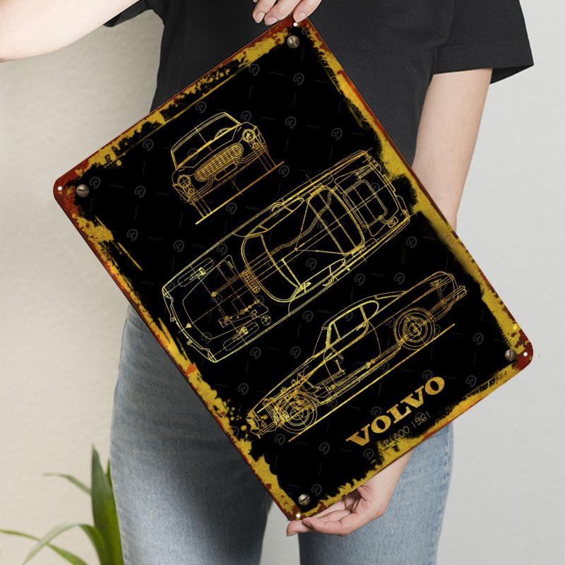 Volvo P1800 1961 Metallskyltar Bilaffisch Inredning Vardagsrum Anpassad Plåtskylt för Väggkonst Dekoration Retro Dekor